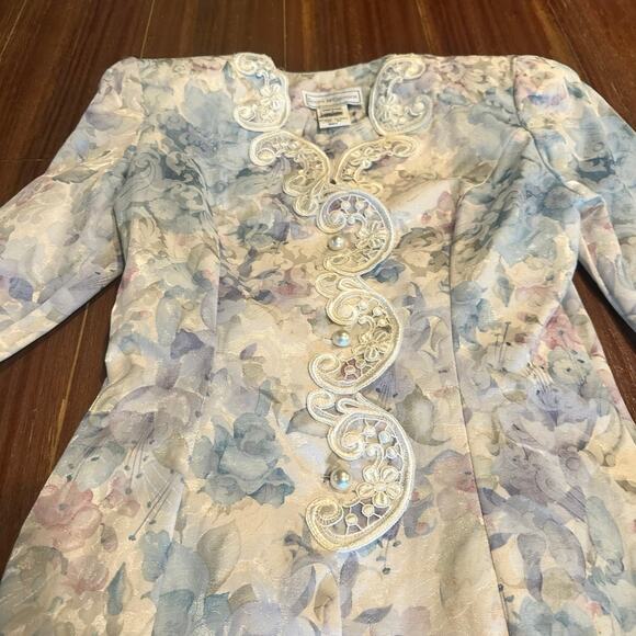 Vintage Scott McClintock Pastel Brocade & Lace Skirt Suit Maxi Size 60 - Picture 4 of 8